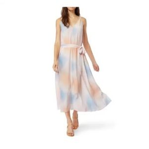 Habitual 'Daphne' Rainbow Dyed Belted Midi Dress - size Extra Small